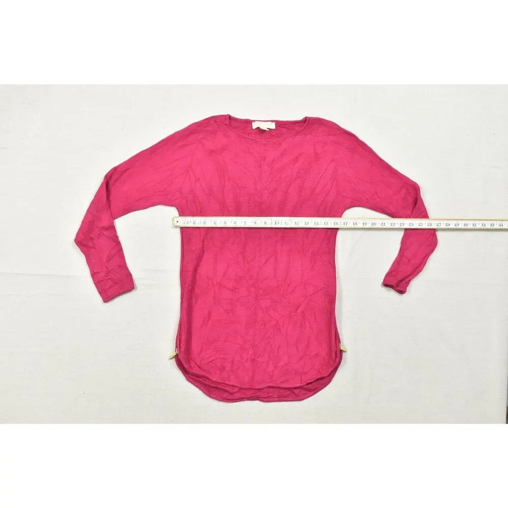 Michael Kors Pink Long Sleeve Cotton Blend Side Zip Pullover Sweater Womens Smal